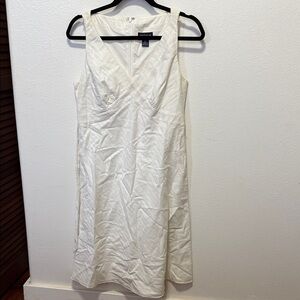 Ann Taylor White Sleeveless Midi Dress